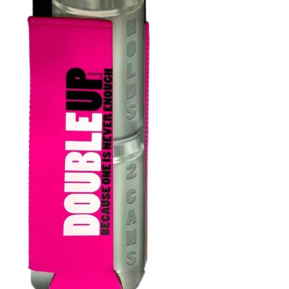 DoubleUp Can Cooler Double Can Holder Because One Is Never Enough Barbie Pink - Picture 3 of 14